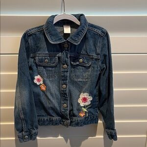 Kids Denim Jacket with Floral Embroidery